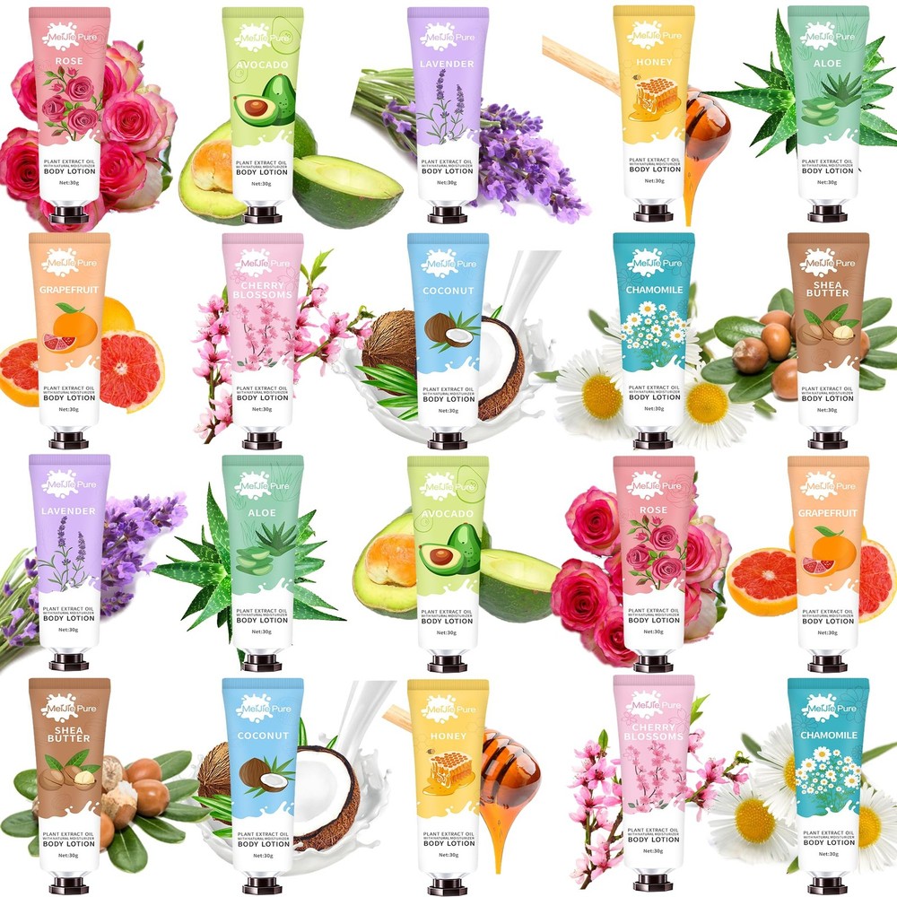 20 Pack Moisturizing Body Lotion for Dry Skin - Women's Bulk Gift Set