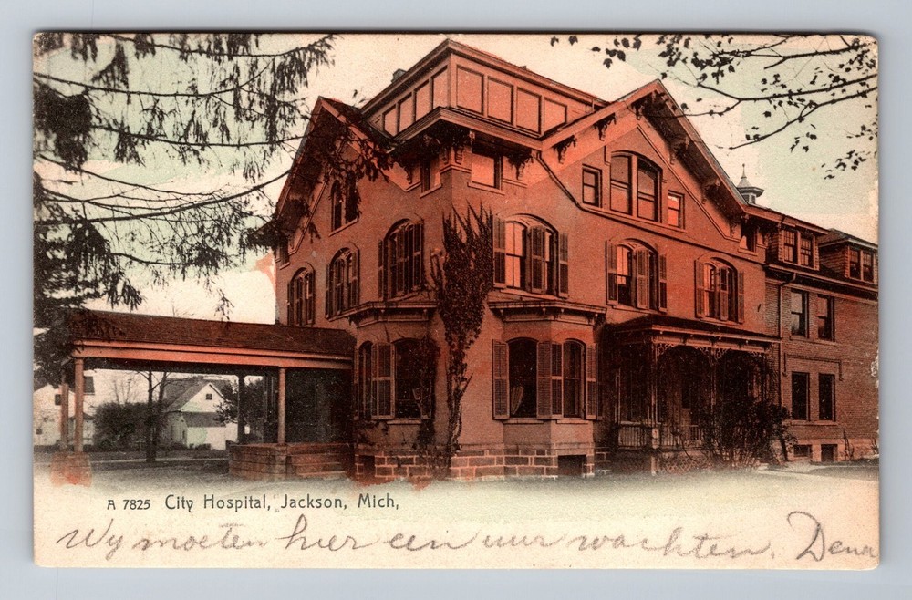 Jackson MI-Michigan, City Hospital, Antique, Vintage c1907 Postcard