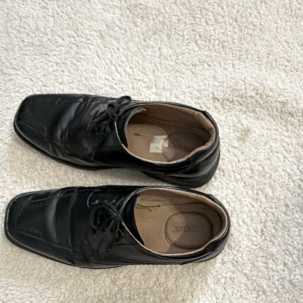 Men's Black Leather Lace-Up Oxford Dress Shoes, Solid Square Toe