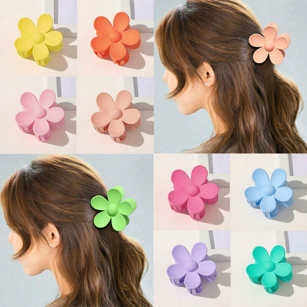Women Retro Hair Clip Acrylic Hairpin Flower Shape Hairpin Shark Clip Accessory