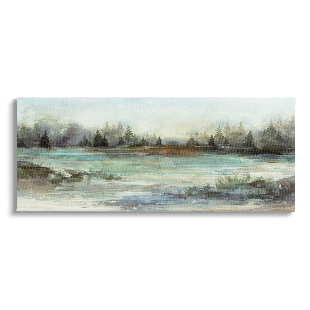 Woodland Pond Nature Landscape Canvas Wall Art by Nina Blue