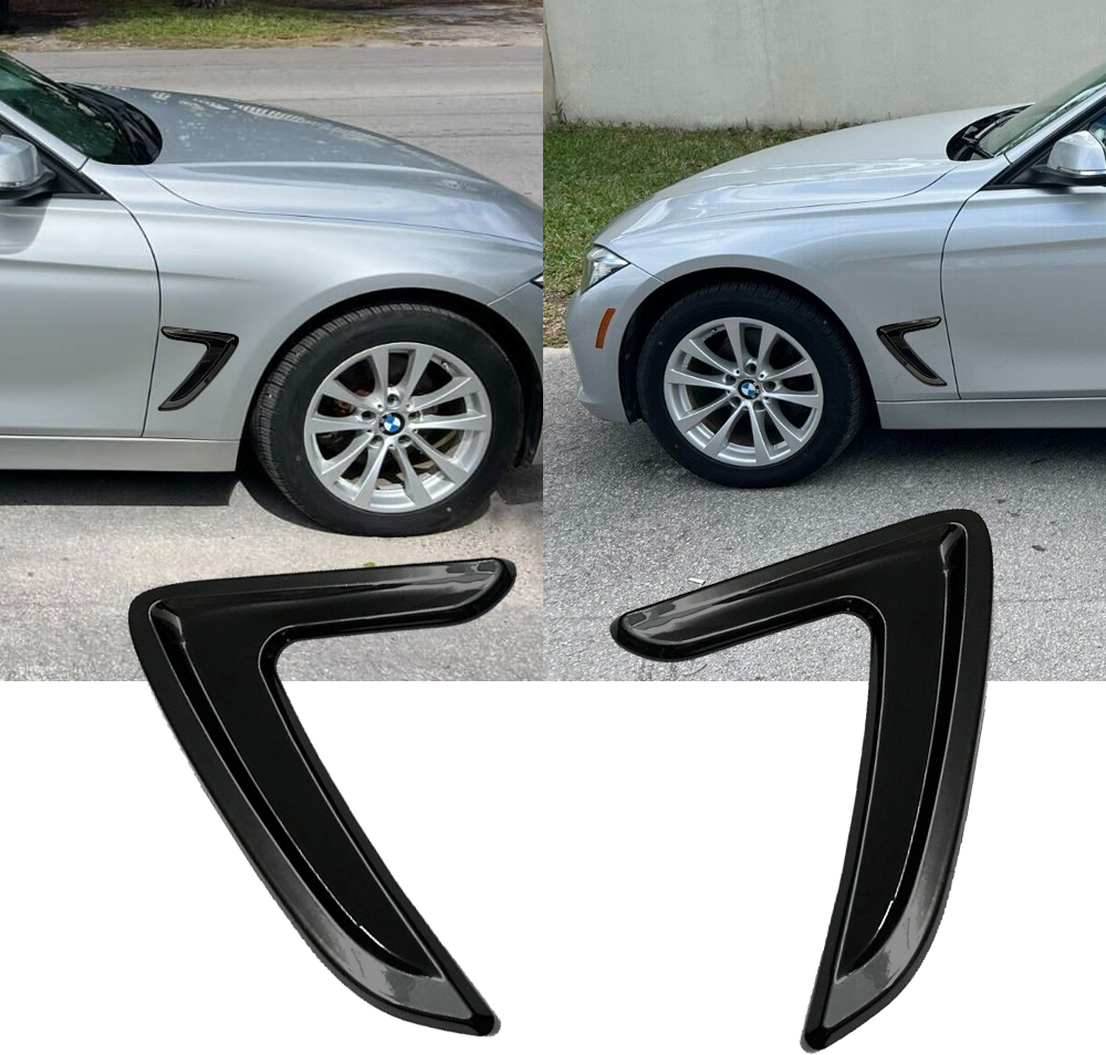 For BMW 3 Series 2012-2018 2x Sport Black Racing Air Flow Vent Side Fender Trim