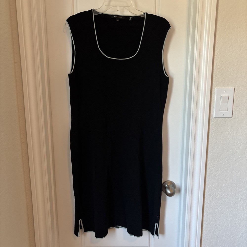 BCBG Maxazria Dress, Black With Gray Trim, Size XL, Knit, Women’s