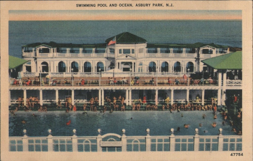 Asbury Park, New Jersey NJ Swimming Pool Ocean Original Vintage Postcard