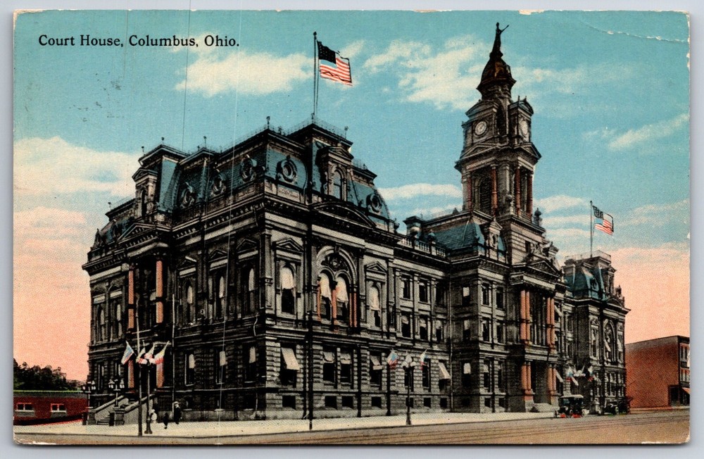 Columbus Ohio~County Court House Bldg Exterior View~PM 1915~Vintage Postcard