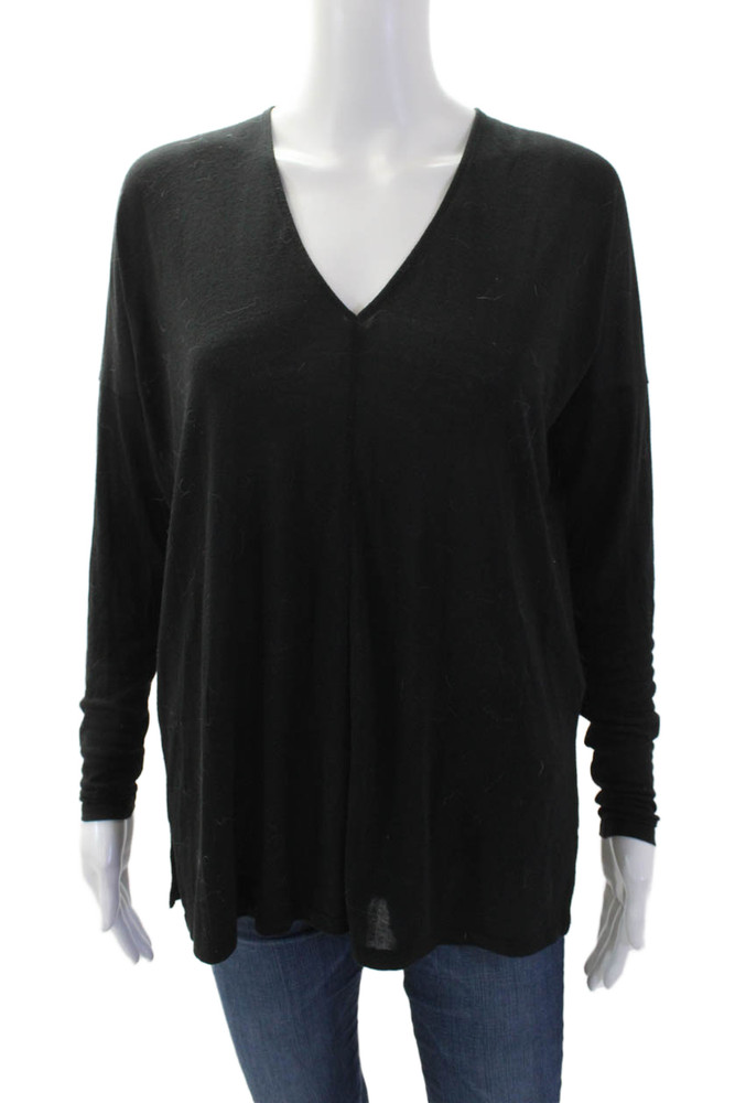 Vince Womens Textured V-neck Long Sleeve Casual Knit Top Black Size XSFree Shipping in US $100+ Orders | $6.95 Orders Below