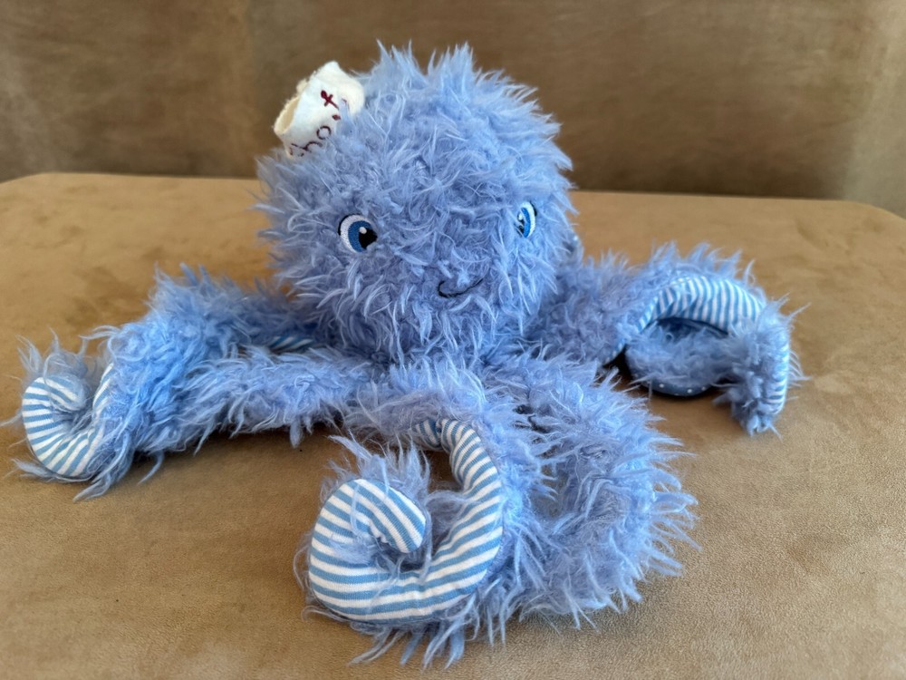Bunnies By The Bay Ocho Octopus Stuffed Plush Blue Stripe Dot Shaggy Sailor Hat