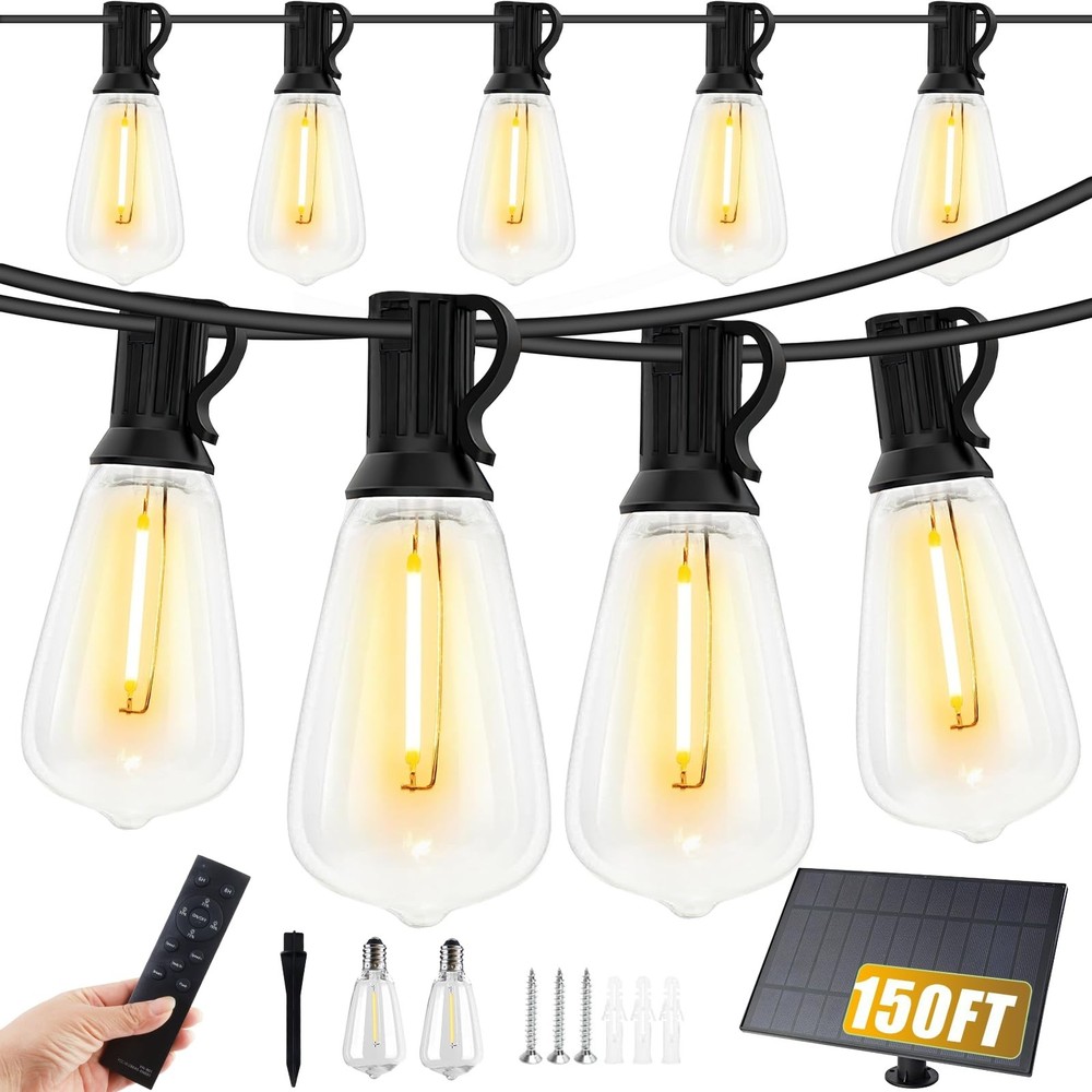 VUAA 150FT Solar Outdoor String Lights Waterproof Solar Powered Patio Lights for Garden Backyard Decoration