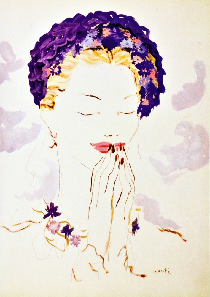 Decoration poster.Interior design Art.Retro fashion.Model purple hat.6333