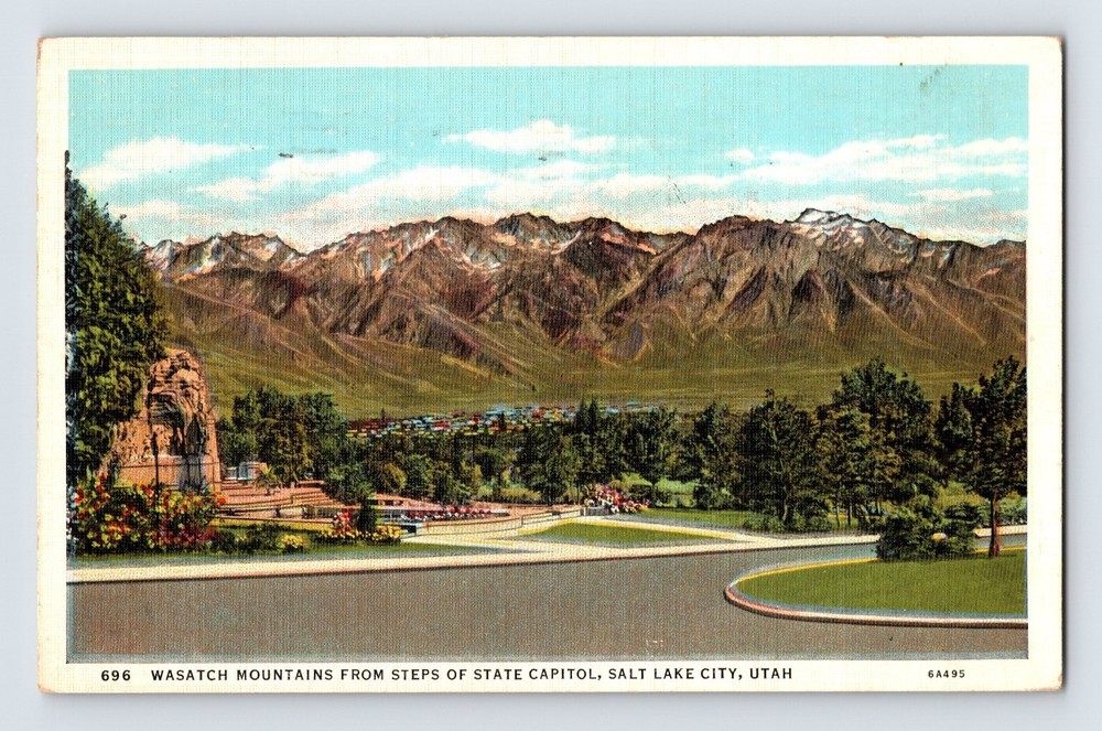 Vintage Wasatch Mountains from State Capitol Steps Salt Lake City UT