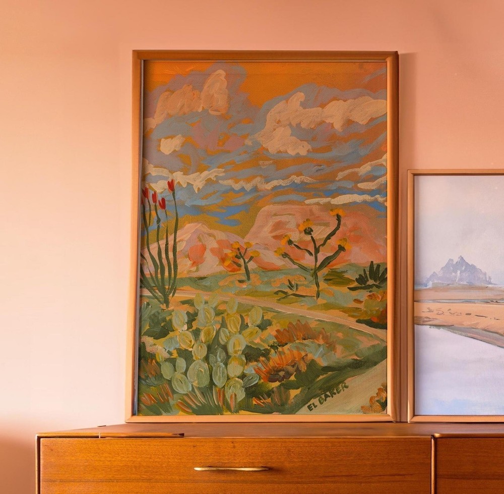 RεtrØ Desert Landscape Travel Poster – Vintage Sunset Wall Art