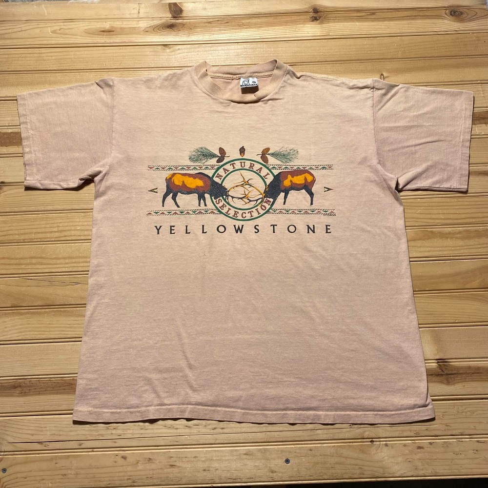 Vintage 90s Yellowstone National Park Natural Selection Elk Souvenir T-Shirt XL