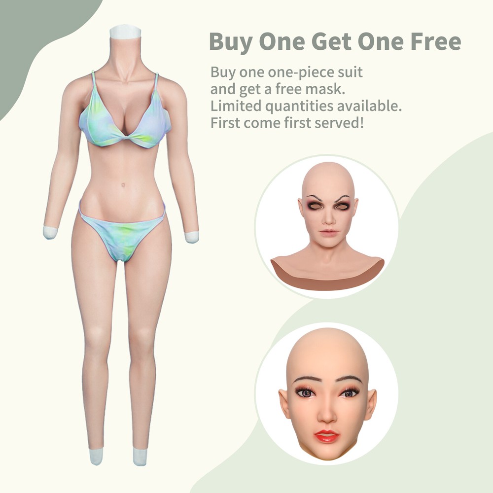 Realistic Silicone Breast Forms C Cup Fake Vaginas Tights Body Suits with Mask