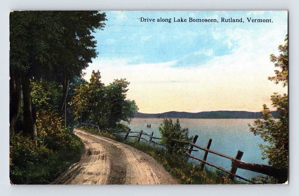 Vintage 1914 Drive Along Lake Bomoseen Rutland Vermont Postcard
