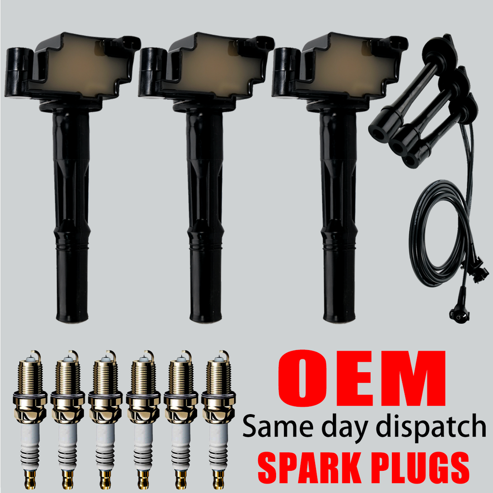 3X OEM Ignition Coils Iridium Spark Plugs Wires for Toyota 4Runner 3.4L UF156