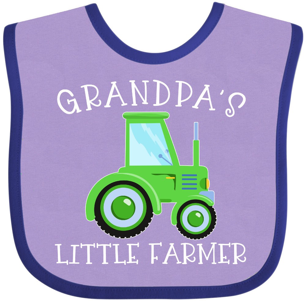 Inktastic Grandpa's Little Farmer- Green Tractor Baby Bib Kids Grandpa Grandson