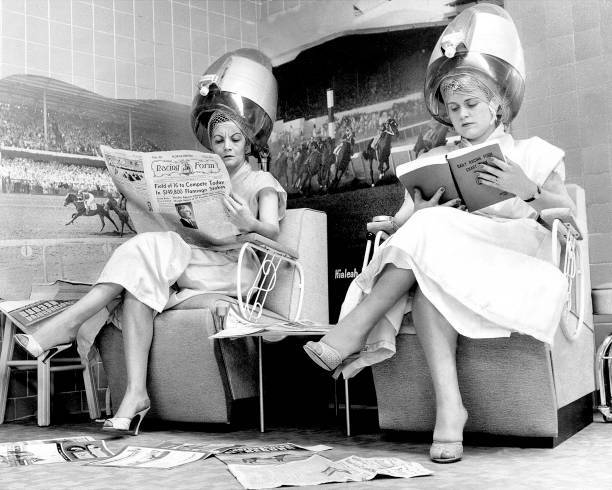 Hialeah Beauty Parlor customers scorn women s magazines while unde .. Old Photo