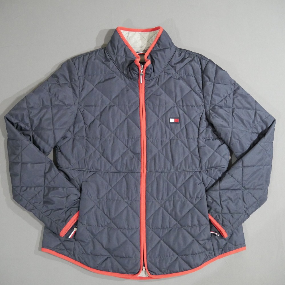 Tommy Hilfiger Women's Quilted Puffer Jacket Size Large Navy Blue Full Zip