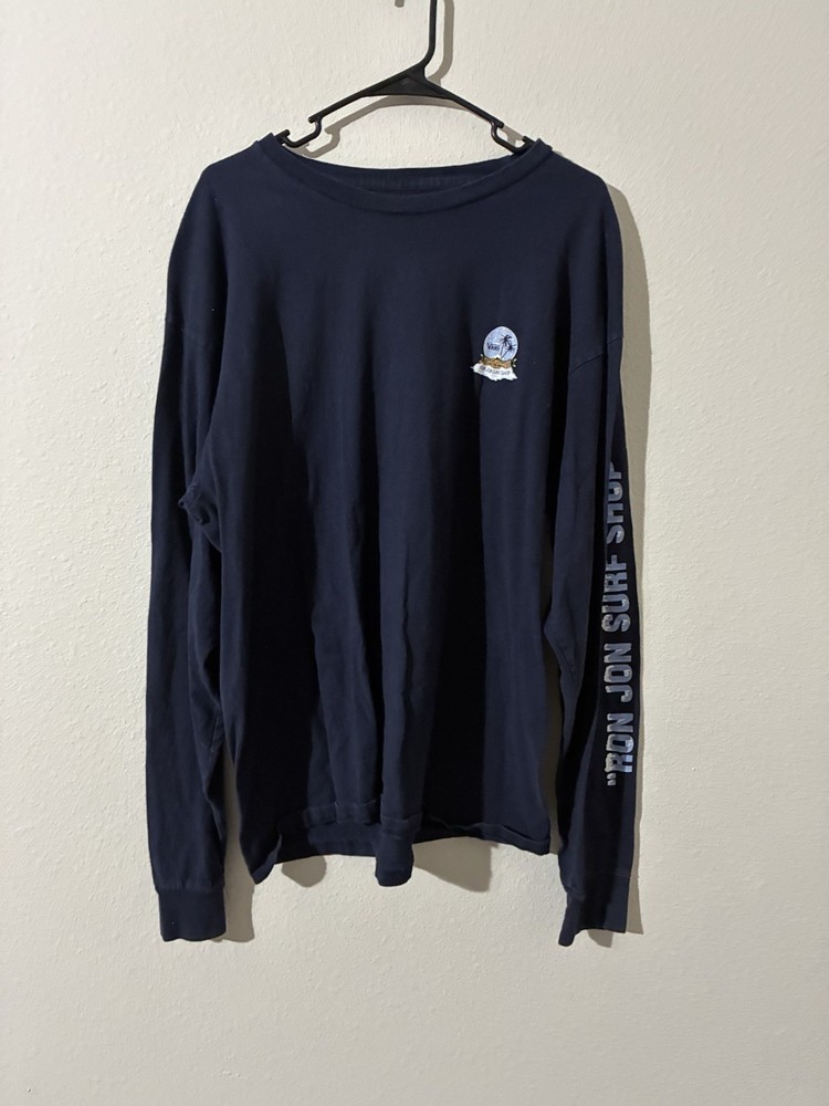 Vans Off The Wall Ron Jon Surf Shop Men’s Xl Navy Long Sleeved Tee