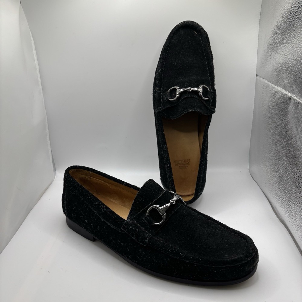 Peter Millar Suede Loafer Mens 10 Black Formal Business Brazil Horsebit Leather