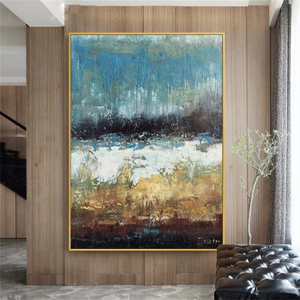 Handmade Abstract Landscape Oil Paintings Large Salon Modern Painting On Canvas