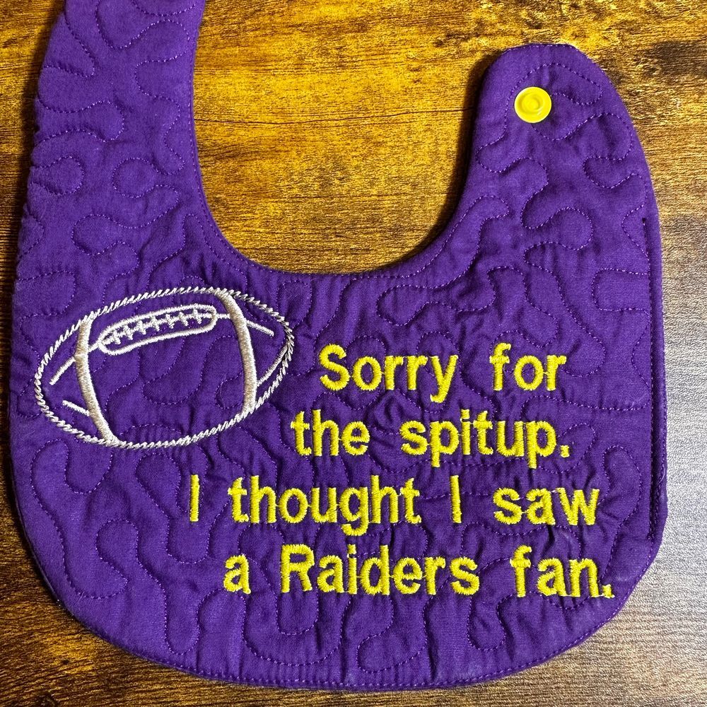 Baby Bib For Packers Fans, Quilted Embroidered Blue Football Baby