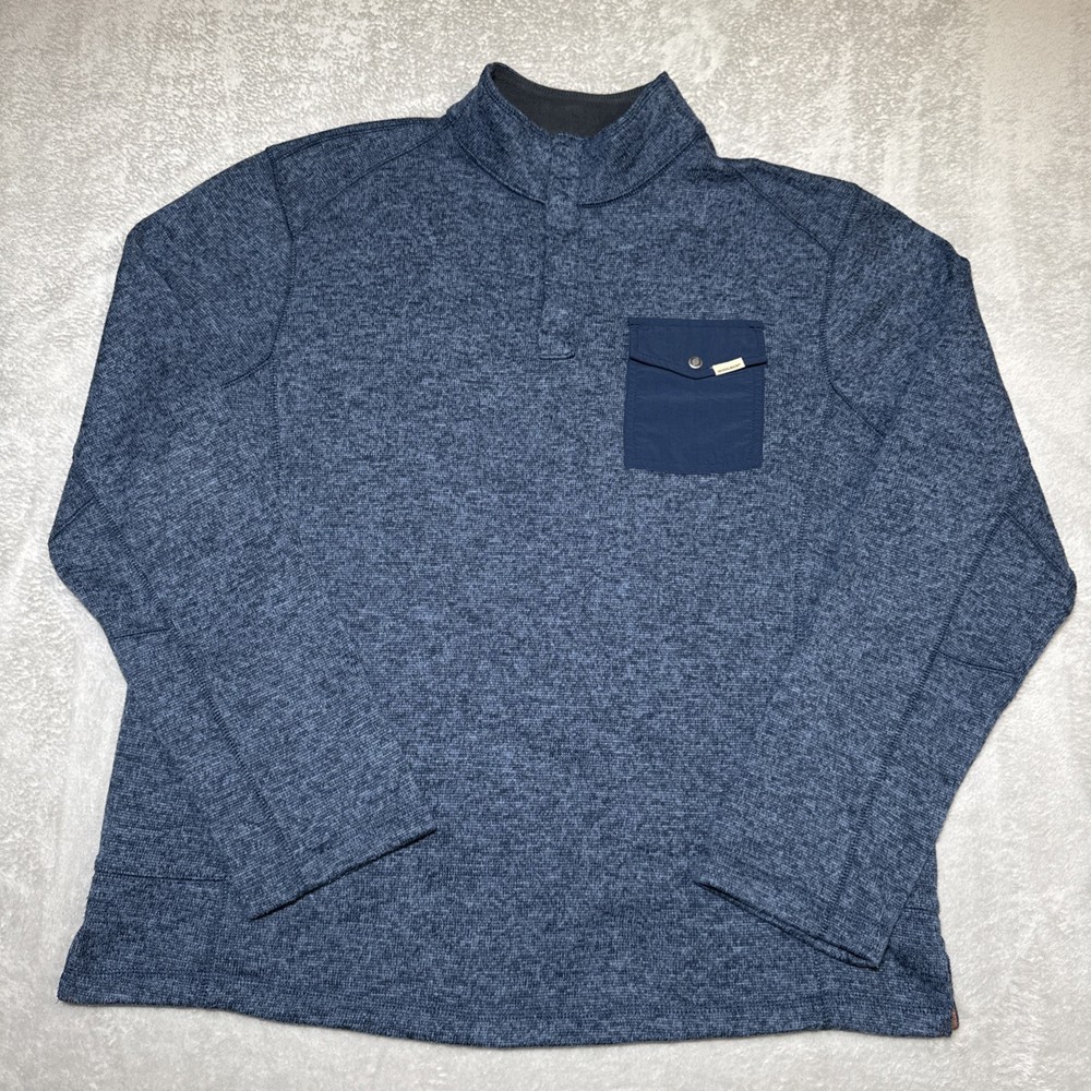 Woolrich Quarter Snap Pullover Sweater Mens XL Blue Fleece Outdoor Warm Pocket
