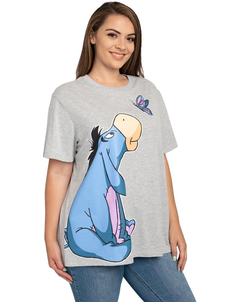 Women’s Plus Size Disney Eeyore Butterfly Gray Short Sleeve Tee (Size 4X Only)