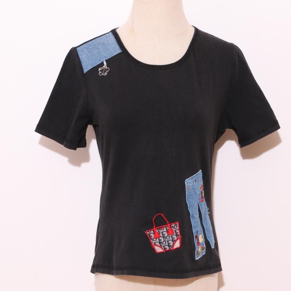 Christian Dior by John Galliano 2002 Denim Patchwork & Embroidery Tee 44 Archive