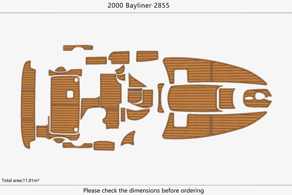 2001 Bayliner 2855 Swim Platform Cockpit Bow Boat EVA Teak Floor Mat Flooring