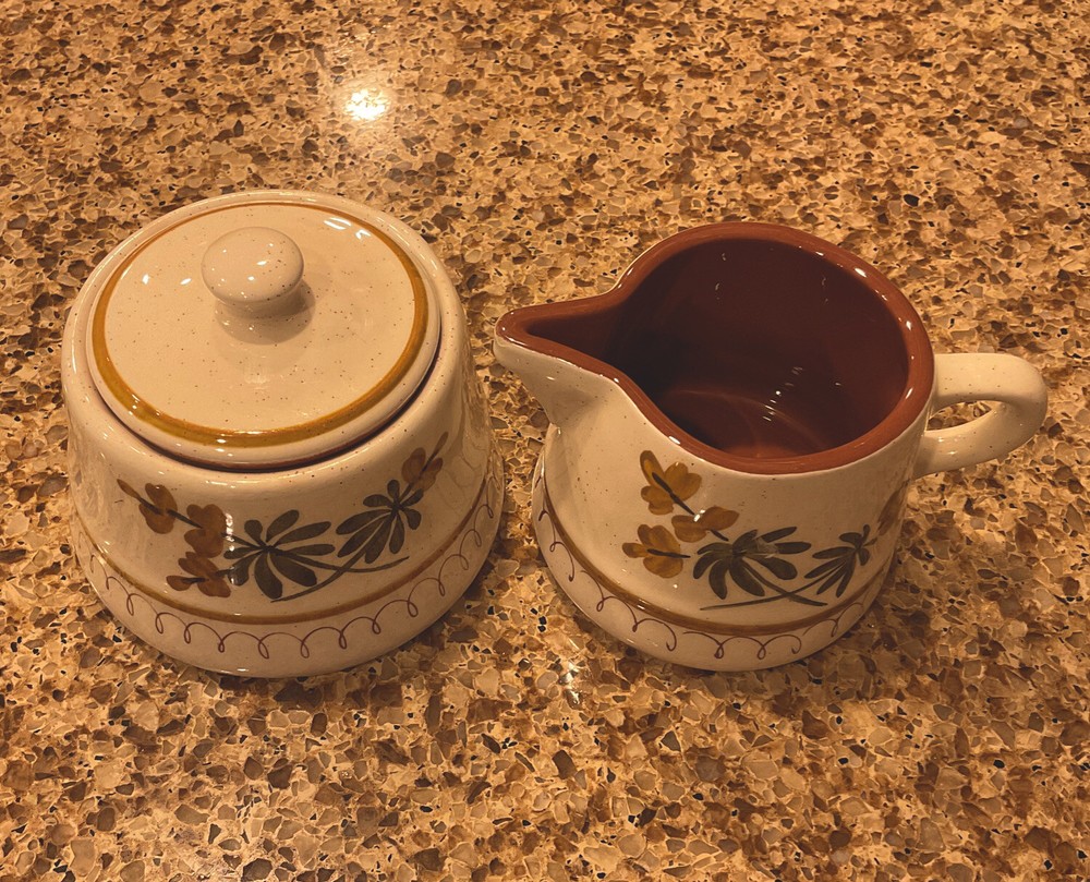 Stangl Golden Blossom Creamer & Sugar Bowl Set - Hand Painted