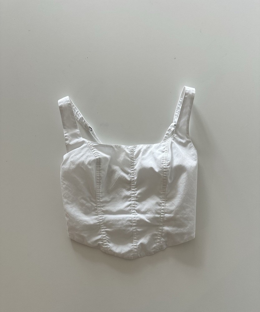 Abercrombie & Fitch Poplin Cotton Bustier Crop Top White XS Square Neck Coquette
