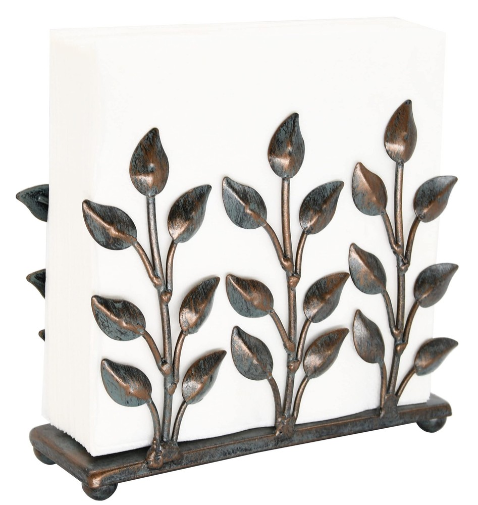 Antique Metal Cooper Green Napkin Holder, Napkin Dispenser for Cocktail or Lu...