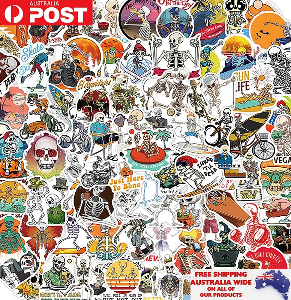 50/100pcs Skeleton Dead Gothic Sticker Pack Waterproof Graffiti Phone Decal Gift