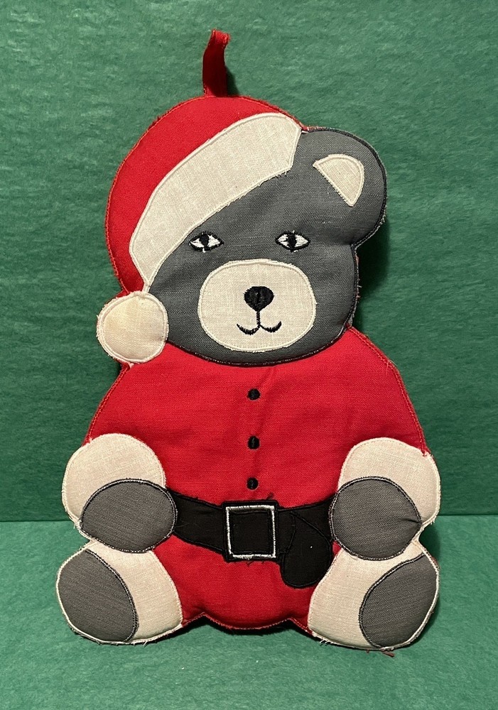 Vintage Holiday Christmas Santa Teddy Bear Hot Pad Potholder Bear