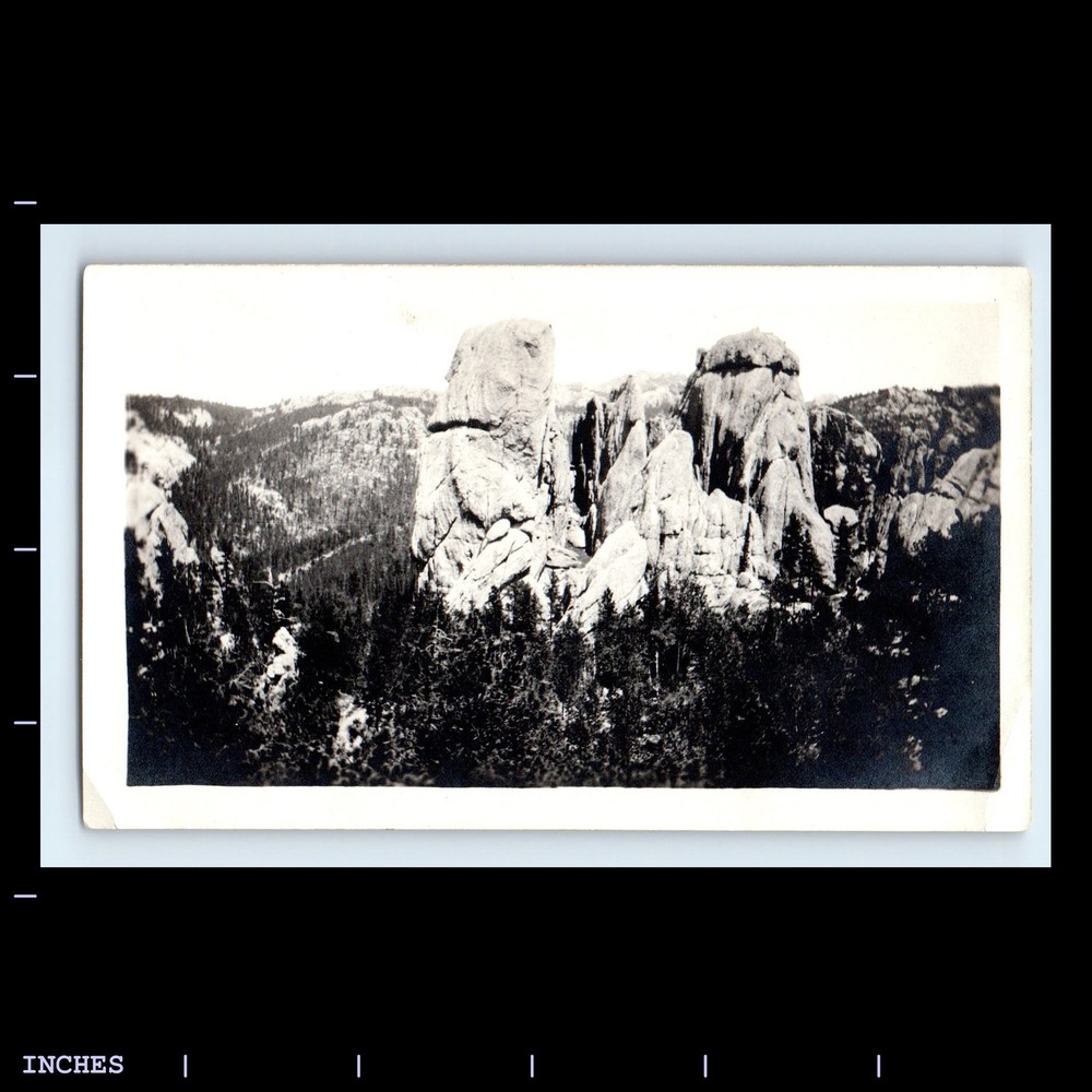 Old Vintage Photo MOUNTAIN LANDSCAPE ROCK FORMATION FOREST TREES