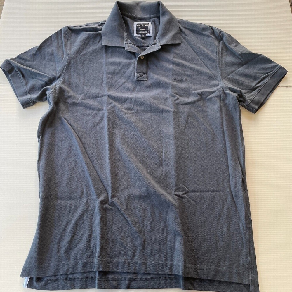 GAZMAN Men's Charcoal Polo Shirt Size L Summer Casual Fashion Fit