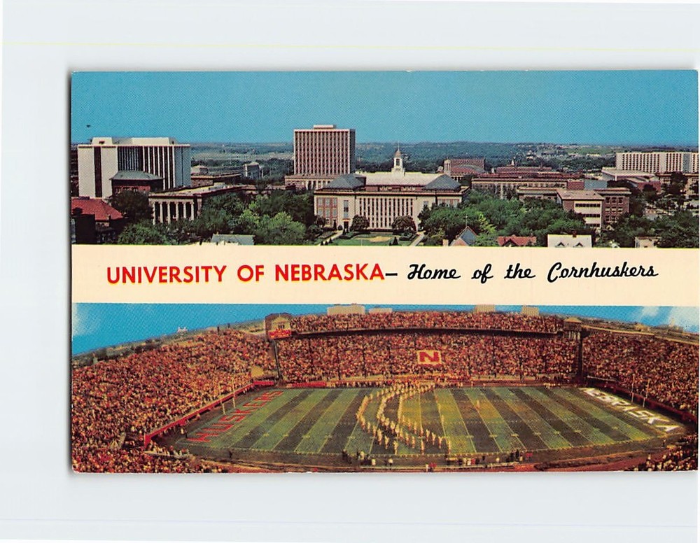Postcard University Of Nebraska Home of the Cornhuskers Lincoln Nebraska USA