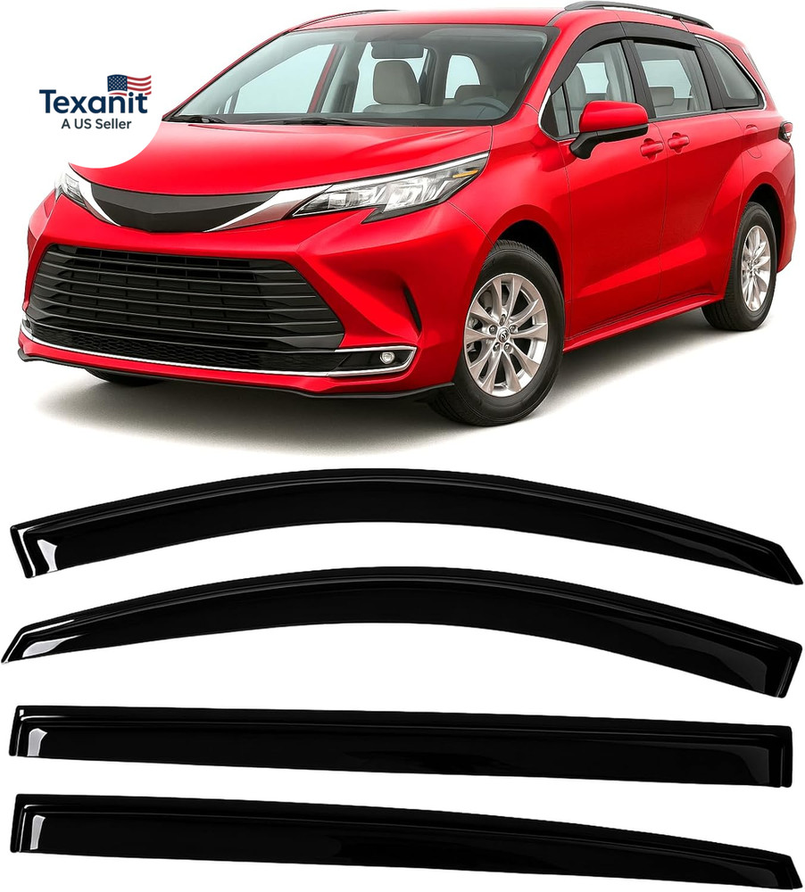 2021-2026 Tape-On Rain Guards for Toyota Sienna Side Window Visor Deflectors Ext