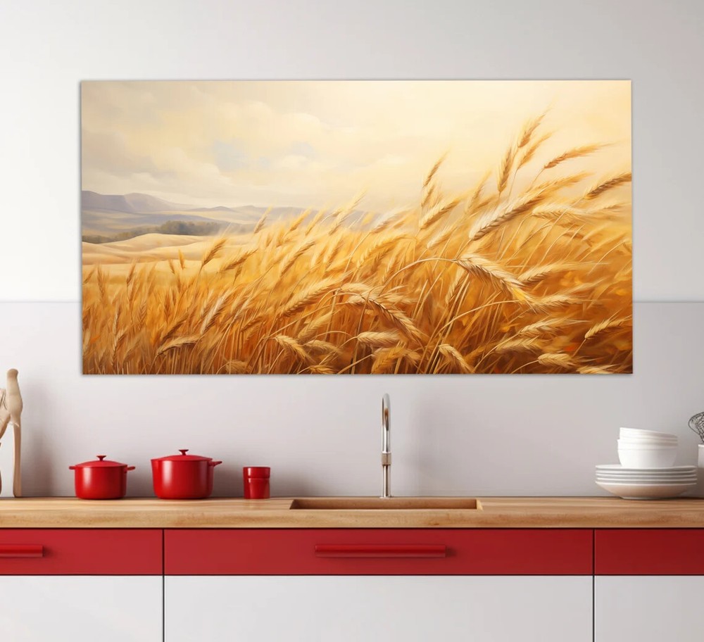 Golden Wheat Field Art Farm Painting Wall Art Canvas Unframed Print Art