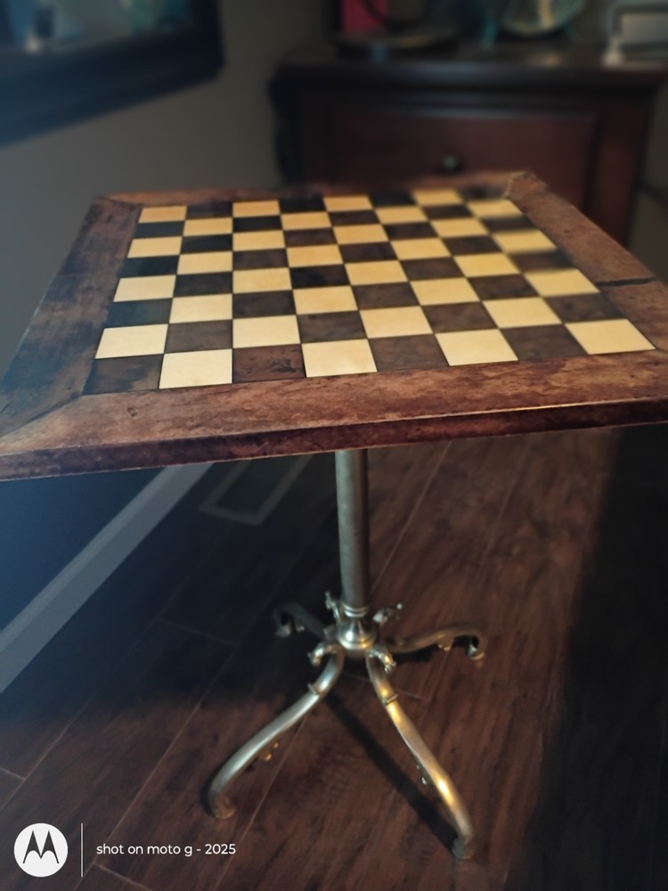 Laquered Goatskinbrass chess board by Aldo Turo