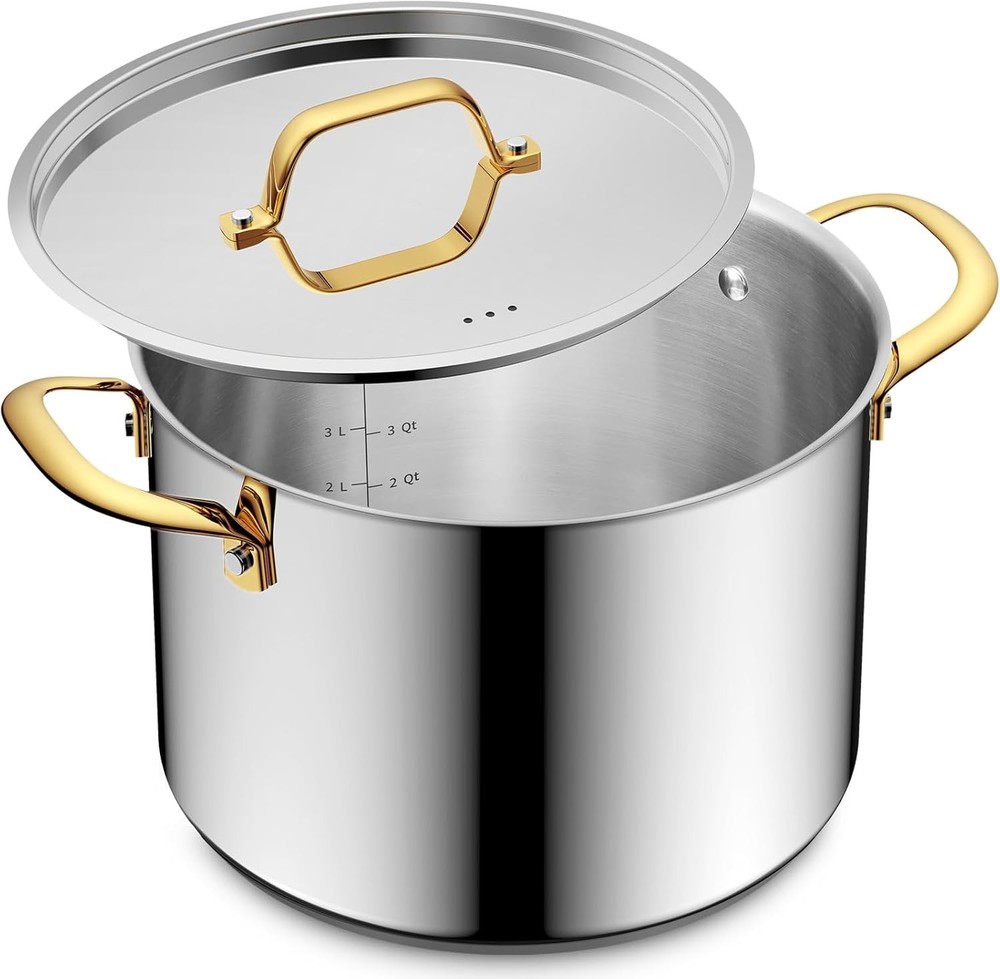 6 Quart Stainl Steel Sto Pot, 0-Coating Healthy Soup Pot for