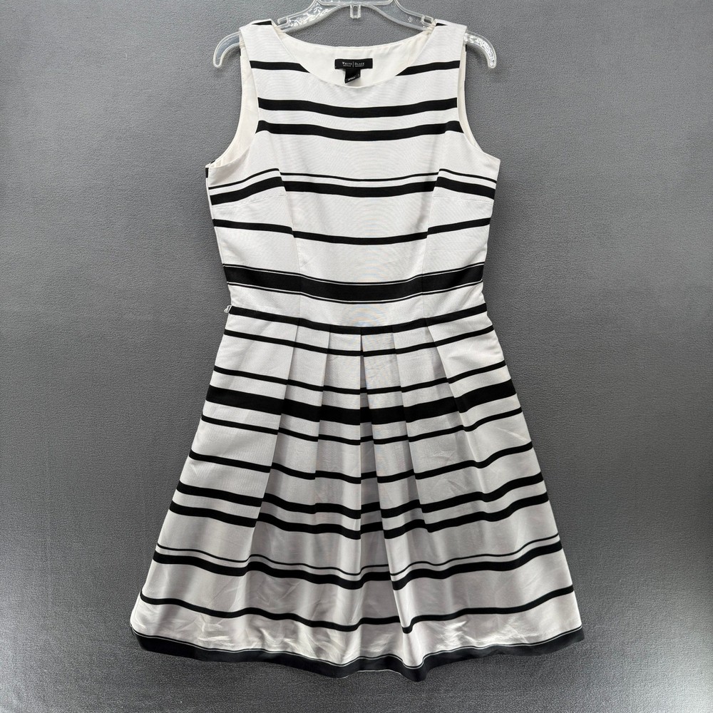 White House Black Market Striped Sleeveless Fit Flare Dress Size 12