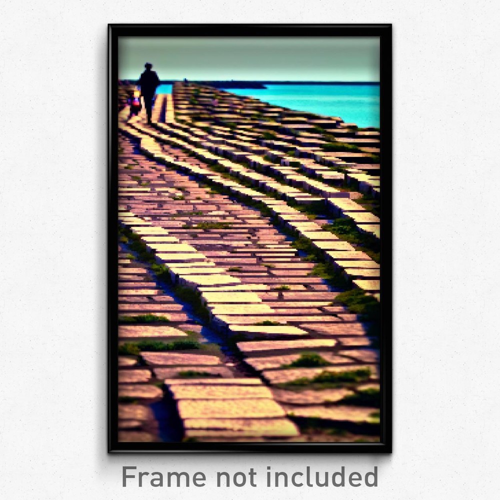 Pixel Art Poster - Authentic 8-Bit Psychedelic Causeway Video Game Print