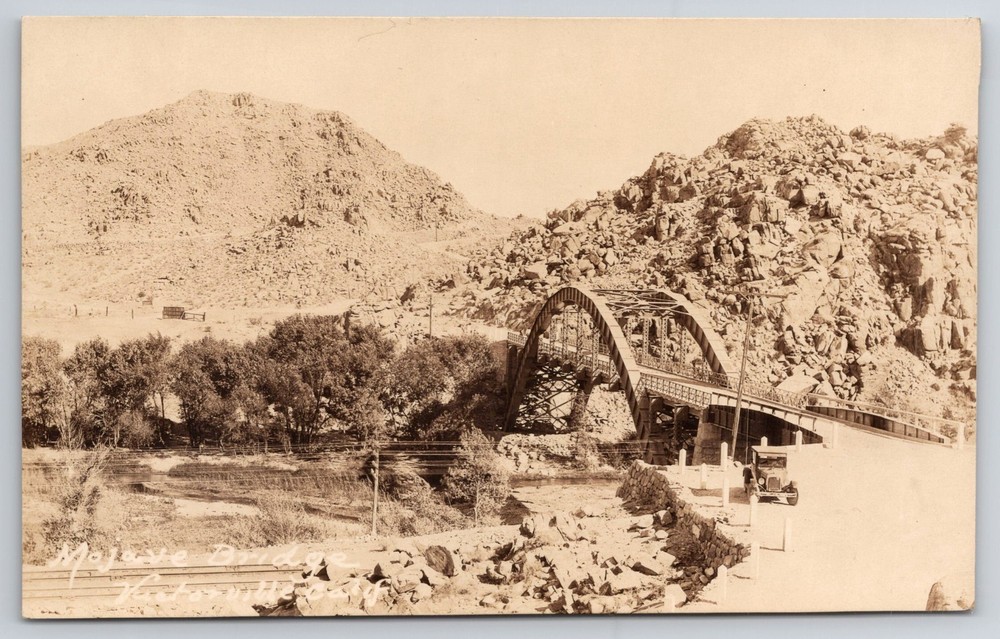 Mojave River Bridge Victorville California RPPC Classic Car Alert postcard
