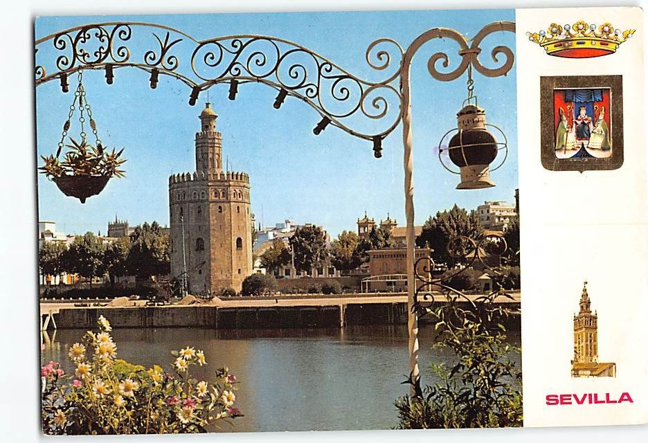 Postcard Torre del Oro y río Guadalquivir Seville Spain