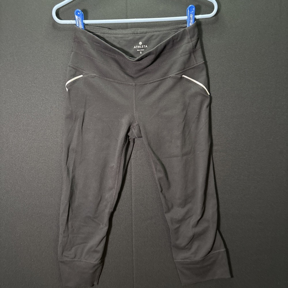 Athleta Activewear Leggings Women S Small Black Low Rise Pull On Capri Nylon