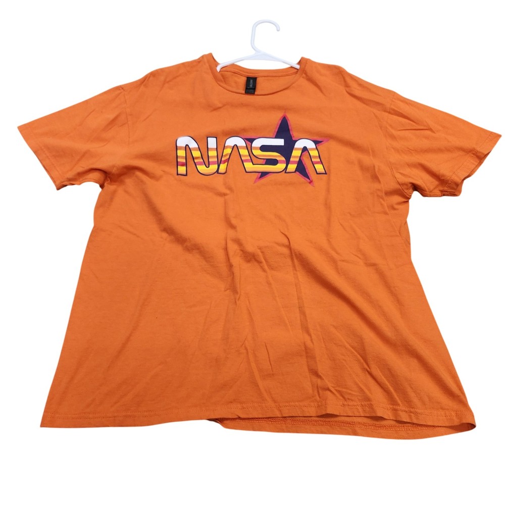 Gildan Shirt Mens XL Orange NASA Retro Logo Graphic Tee Softstyle Space Science