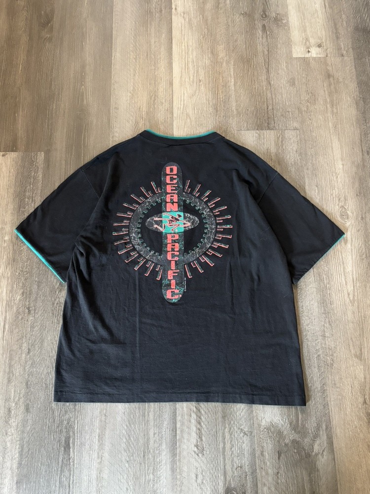 Vintage 90s Ocean Pacific black Surf Single Stitch USA men’s size Large tee ￼
