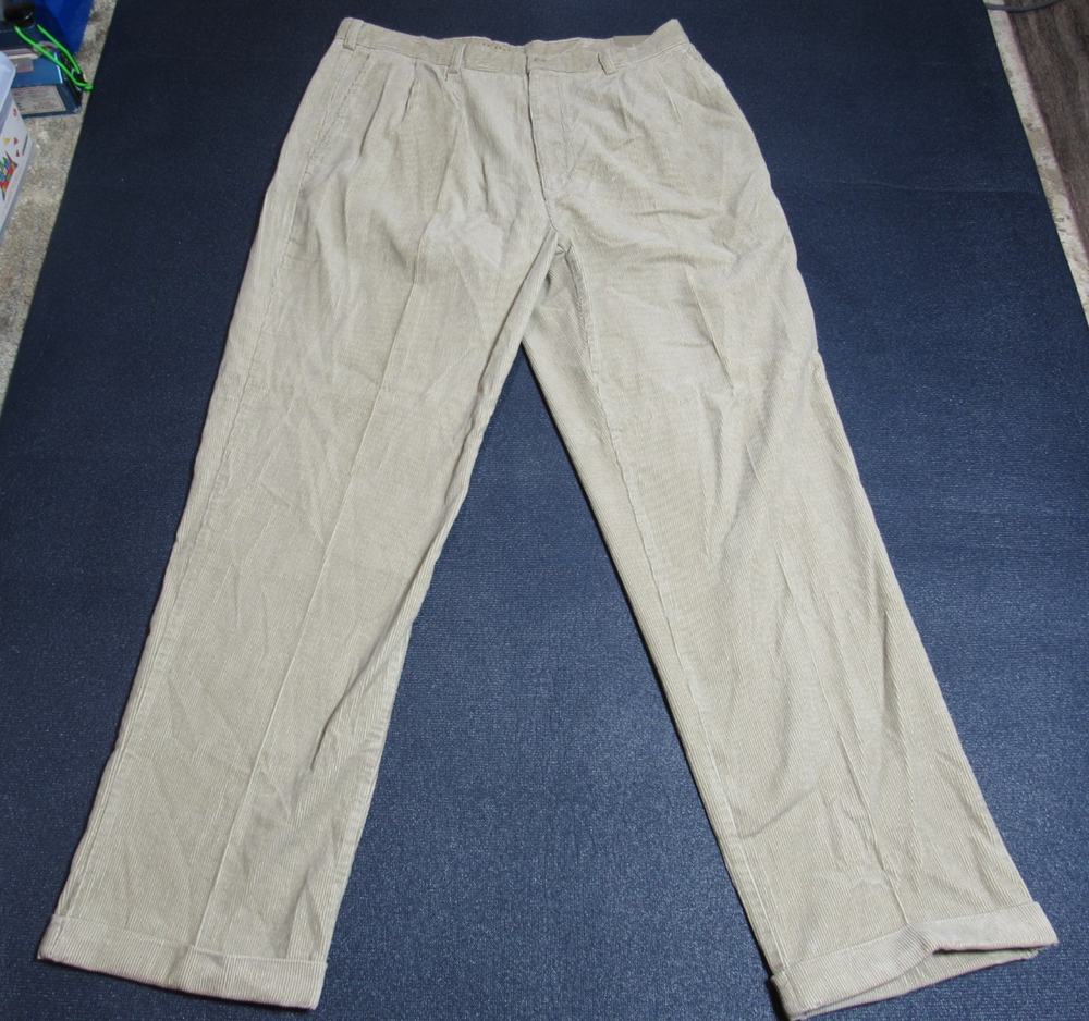 Men's Classic Fit Corduroy Pants in Khaki Beige - Size 34